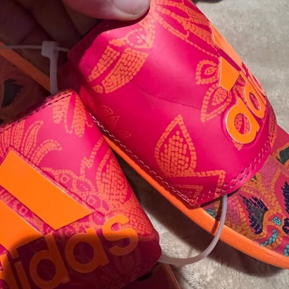NWT FARM Rio Slide Sandals Adidas Collaboration Women's Size 11 Red Floral Print - Picture 2 of 7